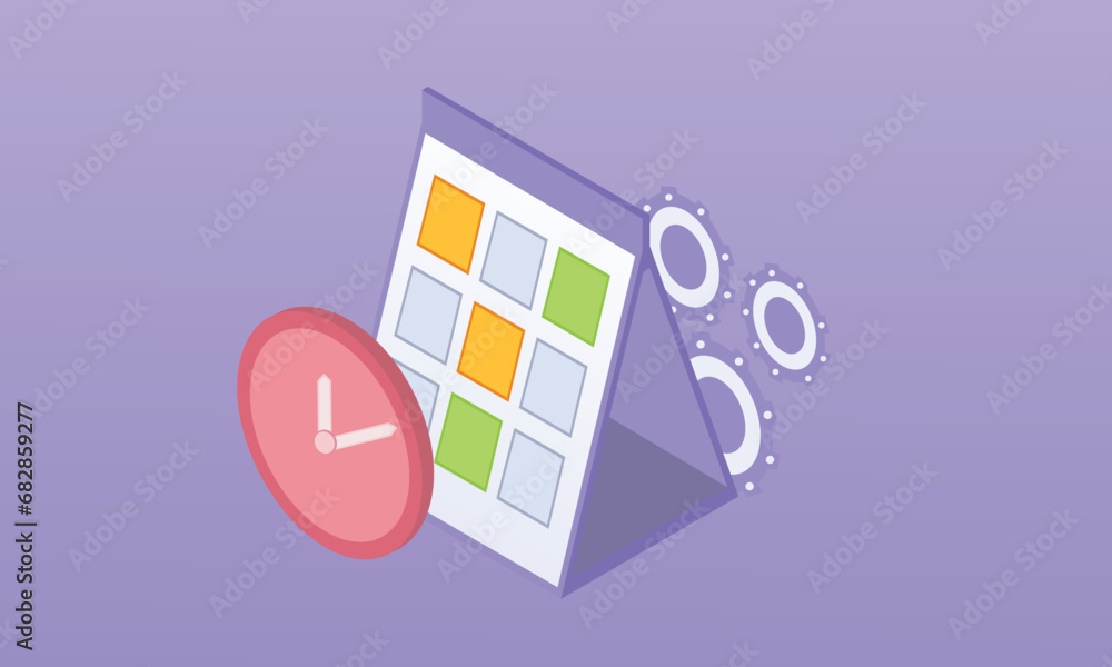 Aufkleber 3d minimal calendar marked date and time for reminder day.calendar with clock for schedule appointme