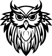 Obraz premium Owl | Black and White Vector illustration