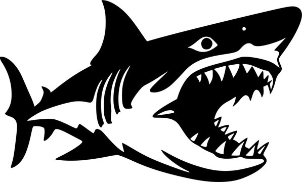 recommend clip art: Shark - Black and White Isolated Icon - Vector illustration