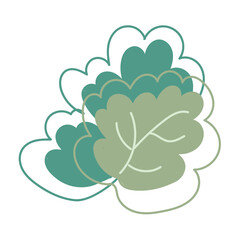 Decorative flower of flat set. The colorful pastel style and abstract flower and leaf harmoniously coexist, offering a sense of tranquility. Vector illustration.