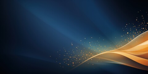 Luxury golden line wave with glitter light, and overlapping circles design on dark blue background