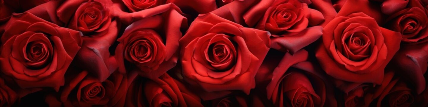 Red roses as a background or banner