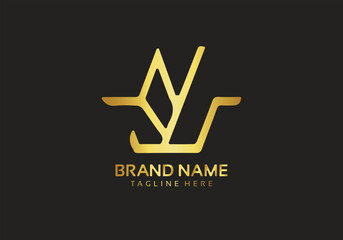 Minimal logo design vector template. Gold colour. Editable vectors. Icon symbol vector EPS 10.