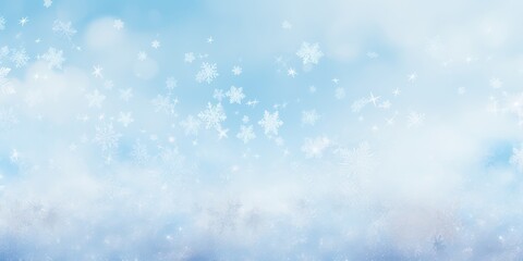 Fototapeta na wymiar Random falling snow flakes wallpaper. Snowfall dust freeze granules. Snowfall sky white teal blue background. Many snowflakes february vector. Snow nature scenery.
