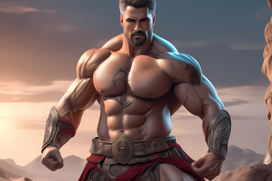 Muscular man warrior ancient, Fantasy art, Gaming character 