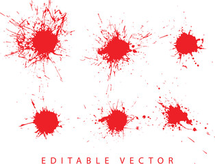 Handmade red paint blood splash vector collection