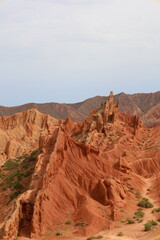 Fairytale Canyon Skazka located in Tosor next to Issyk-Kul lake, Kyrgyzstan