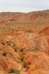 Fototapeta premium Fairytale Canyon Skazka located in Tosor next to Issyk-Kul lake, Kyrgyzstan
