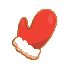 Christmas element of set in flat cartoon design. This charming artwork demonstrate of a Christmas glove in a colorful style. Vector illustration.