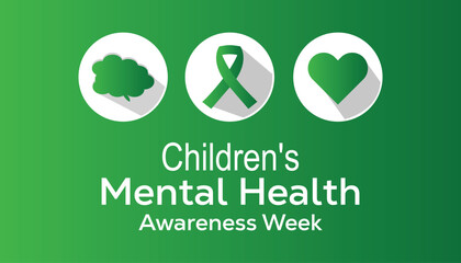 Vector illustration on the theme of Children's Mental Health awareness week observed each year during February.banner, Holiday, poster, card and background design.