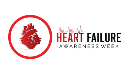 Vector illustration on the theme of Heart Failure awareness week observed each year during February.banner, Holiday, poster, card and background design. - obrazy, fototapety, plakaty