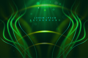 green color creative and modern abstract digital luxury and award background design template,glowing  light lines curve waves technology and energy concept banner,use for cover design.