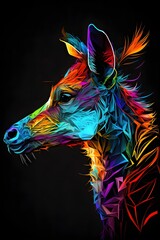 abstract colorful animal on black background