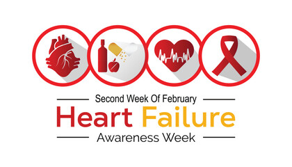 Vector illustration on the theme of Heart Failure awareness week observed each year during February.banner, Holiday, poster, card and background design.