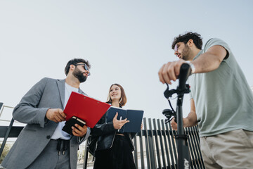 Fototapeta premium Successful Business Team Analyzing Project Costs in Urban City