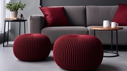 Dark red modern living room 
