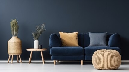 Dark blue modern living room 