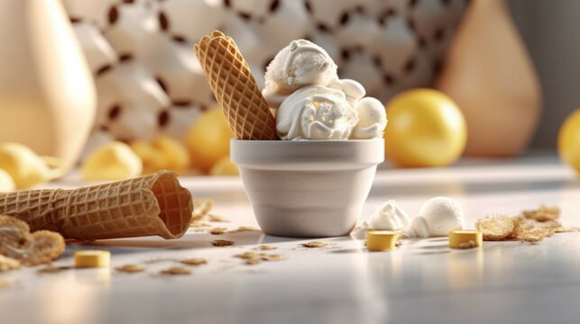 modern ice cream shop background Food Photography Ai Generative