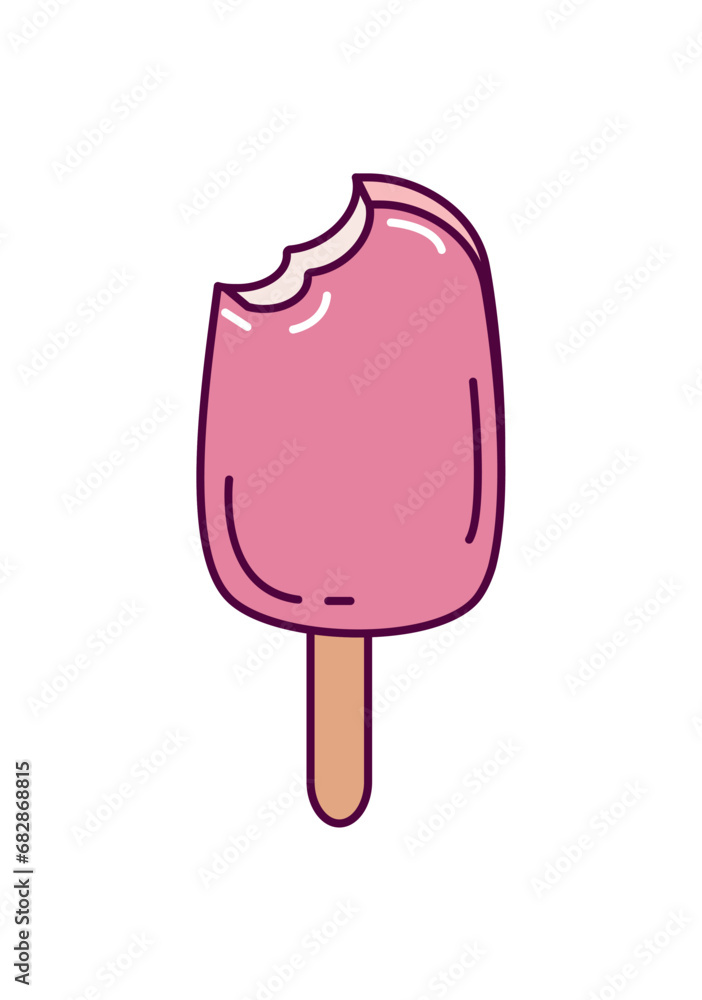 Poster ice cream element of set in flat design. the enchanting shades of pink tempting popsicle steals the 