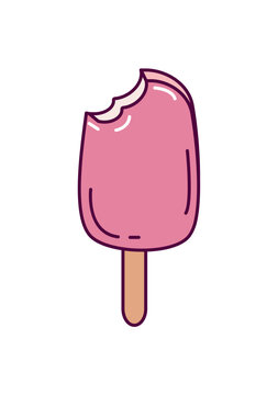 Ice cream element of set in flat design. The enchanting shades of pink tempting popsicle steals the spotlight, creating a scene that is both visually striking and delicious. Vector illustration.