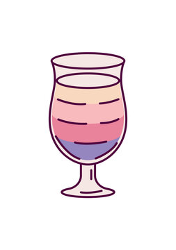 Drink element of set in flat design. This captivating image feature a tantalizing glass of multi-layered cocktail, a perfect blend of visual opulence and delicious taste. Vector illustration.