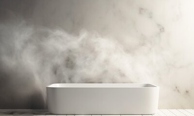  Steam from hot water in a modern bathroom,Generated by AI