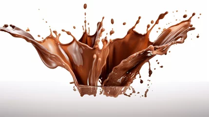 Fotobehang photography of Liquid chocolate flowing and splashing Ai Generative © Abonti