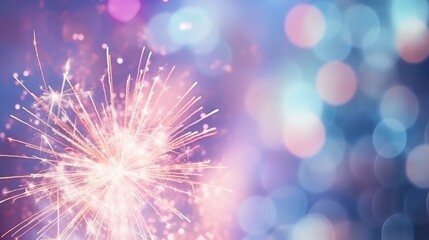 Colorful firework with bokeh background. New Year celebration, Abstract holiday background