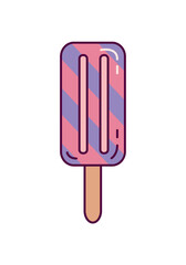 Ice cream element of set in flat design. This purple-style artwork feature a mouthwatering popsicle, promising a burst of flavors and a delightful treat for the eyes. Vector illustration.