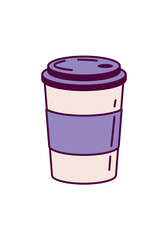 Drink element of set in flat design. In this illustration a tasty paper cup of coffee becomes the focal point, creating a perfect blend of visual and gustatory pleasure. Vector illustration.
