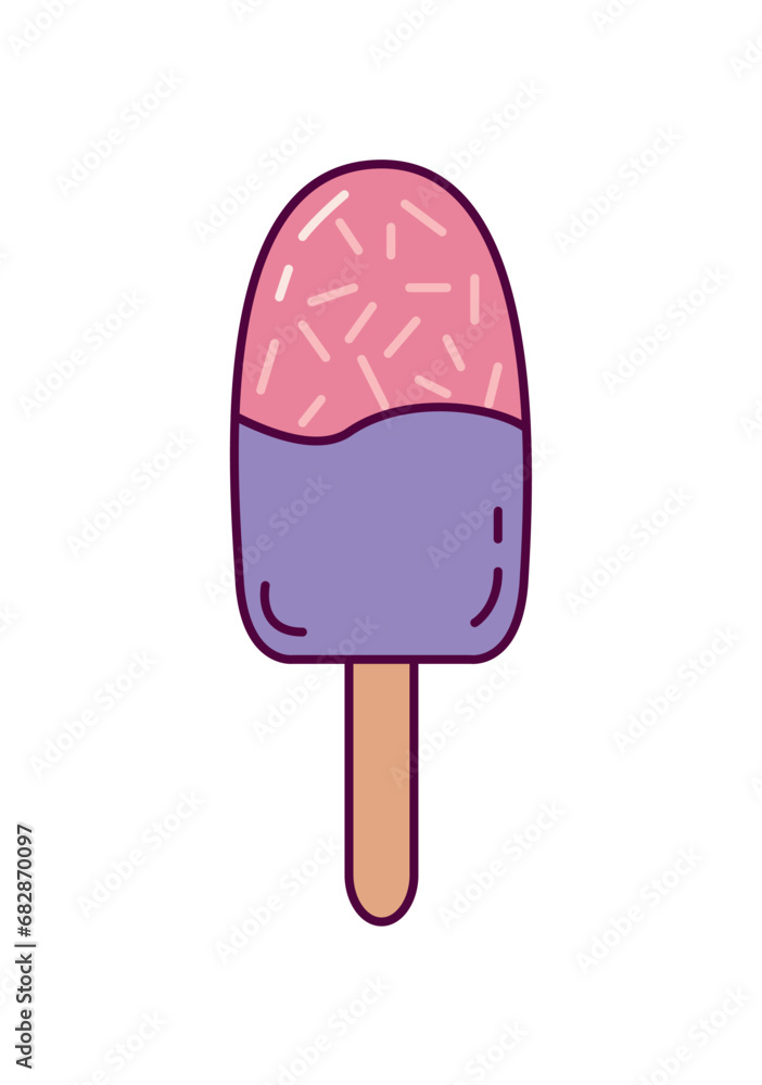 Poster ice cream element of set in flat design. in this image set a delightful popsicle, combining tasteful