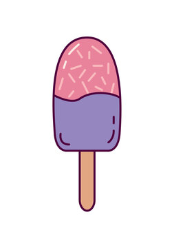 Ice cream element of set in flat design. In this image set a delightful popsicle, combining tasteful aesthetics with the promise of a refreshing and enjoyable treat. Vector illustration.