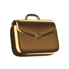 3D business suitcase - Finance and Banking icon, gold material