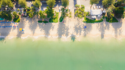 Patong Beach Popular places. afternoon light sky and blue ocean are on the back of white Phuket sea is the one of landmarks on Phuket island Thailand.