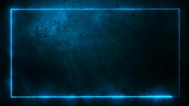Blue neon light video animation background. With rough concreate textures. Retro Futurism styles .