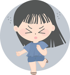cartoon asian girl with eyes up, in the style of slumped, draped, strong emotional impact, hazy 