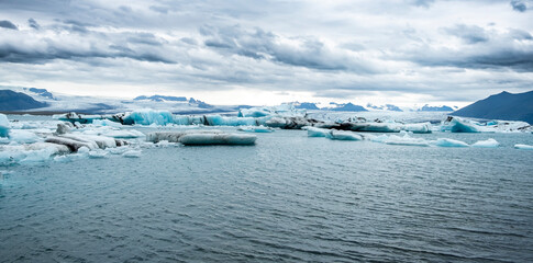 Iceberg drifting in Jokulsarlon glacier bay in  Southeast Iceland, Europe. Popular travel destination of Iceland