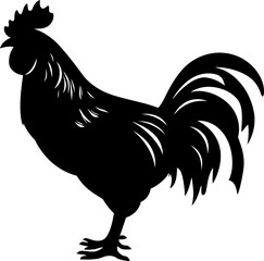 Chicken silhouette icon in black color. Vector template for laser cutting.
