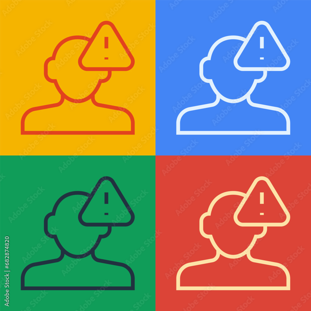 Poster pop art line finding a problem in psychology icon isolated on color background. vector