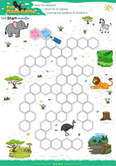 Maze Game Help the elephant to reach its habitat by coloring the polygons