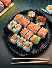 Popular Japanese cuisine sushi delicious food.