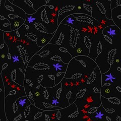 Flower seamless surface pattern design black background jpg 300 dpi