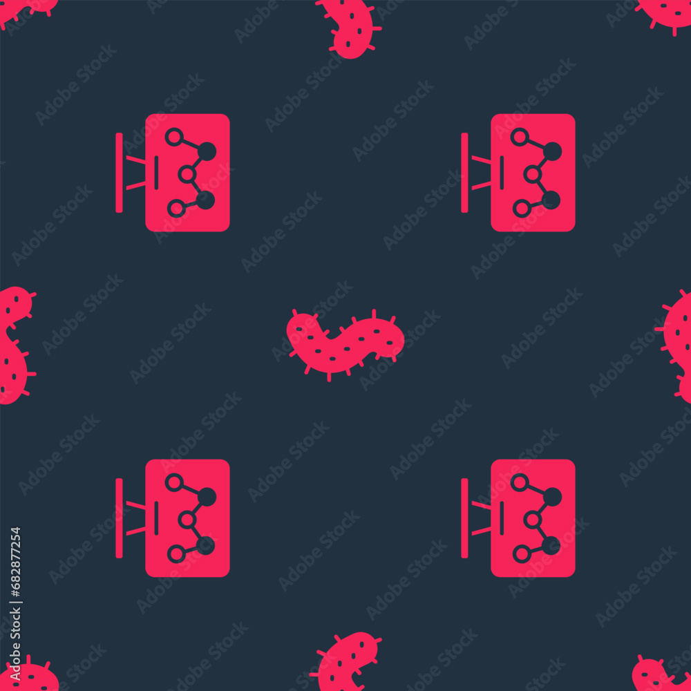 Poster set genetic engineering and virus on seamless pattern. vector