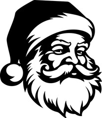 Happy santa claus silhouette icon in black color. Vector template for laser cutting.