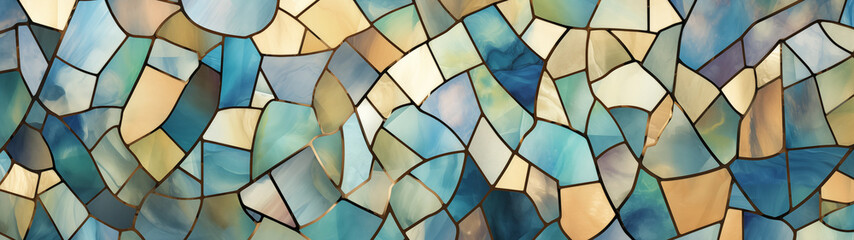 Polygonal stained glass designed in soft pastel colors