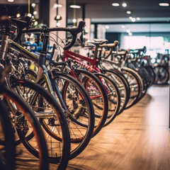  Shiny bicycles. Sleek modern bicycles showcased 