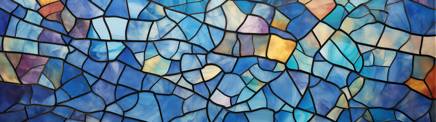 Polygonal stained glass designed in soft pastel colors - obrazy, fototapety, plakaty