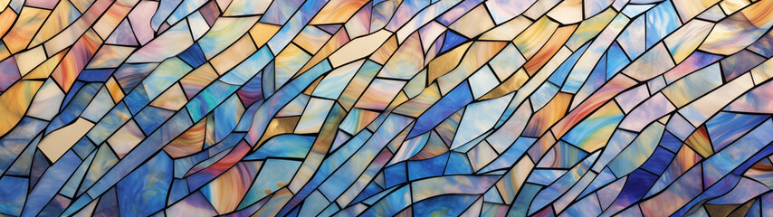 Polygonal stained glass designed in soft pastel colors - obrazy, fototapety, plakaty