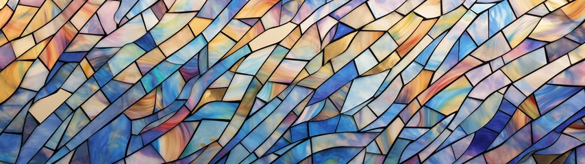 Poster de jardin Coloré Polygonal stained glass designed in soft pastel colors