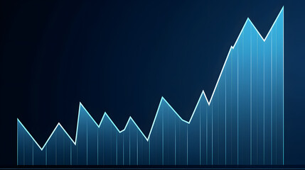 Illustration of rising charts with line on the blue background - obrazy, fototapety, plakaty